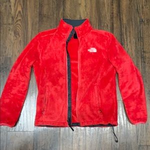 Women’s Fuzzy Osito Red Pink Northface Jacket
